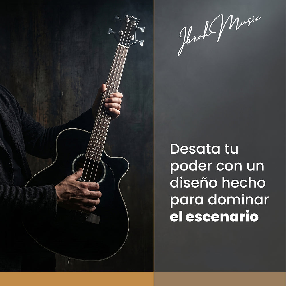 Bajo Electroacustico Ibrah Music 43" Negro Con Funda De Transporte Y Pack Accesesorios - Default Title