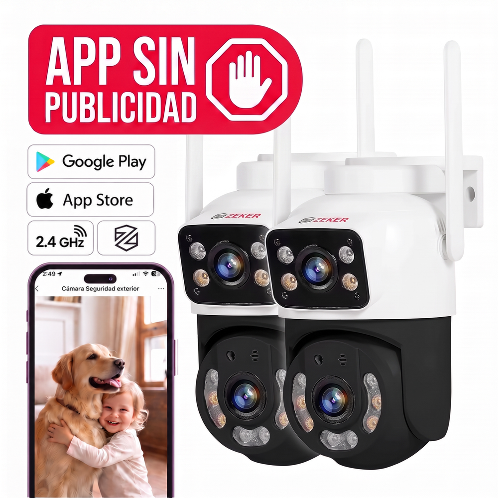 Pack x2 Cámara De Seguridad 5G Zeker Doble 4MP Impermeable