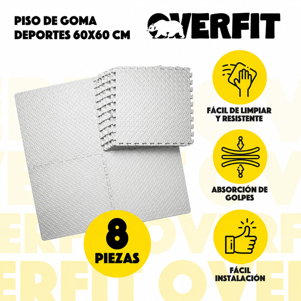 Piso Goma Eva Gimansio Overfit 60x60cm 8un Gris