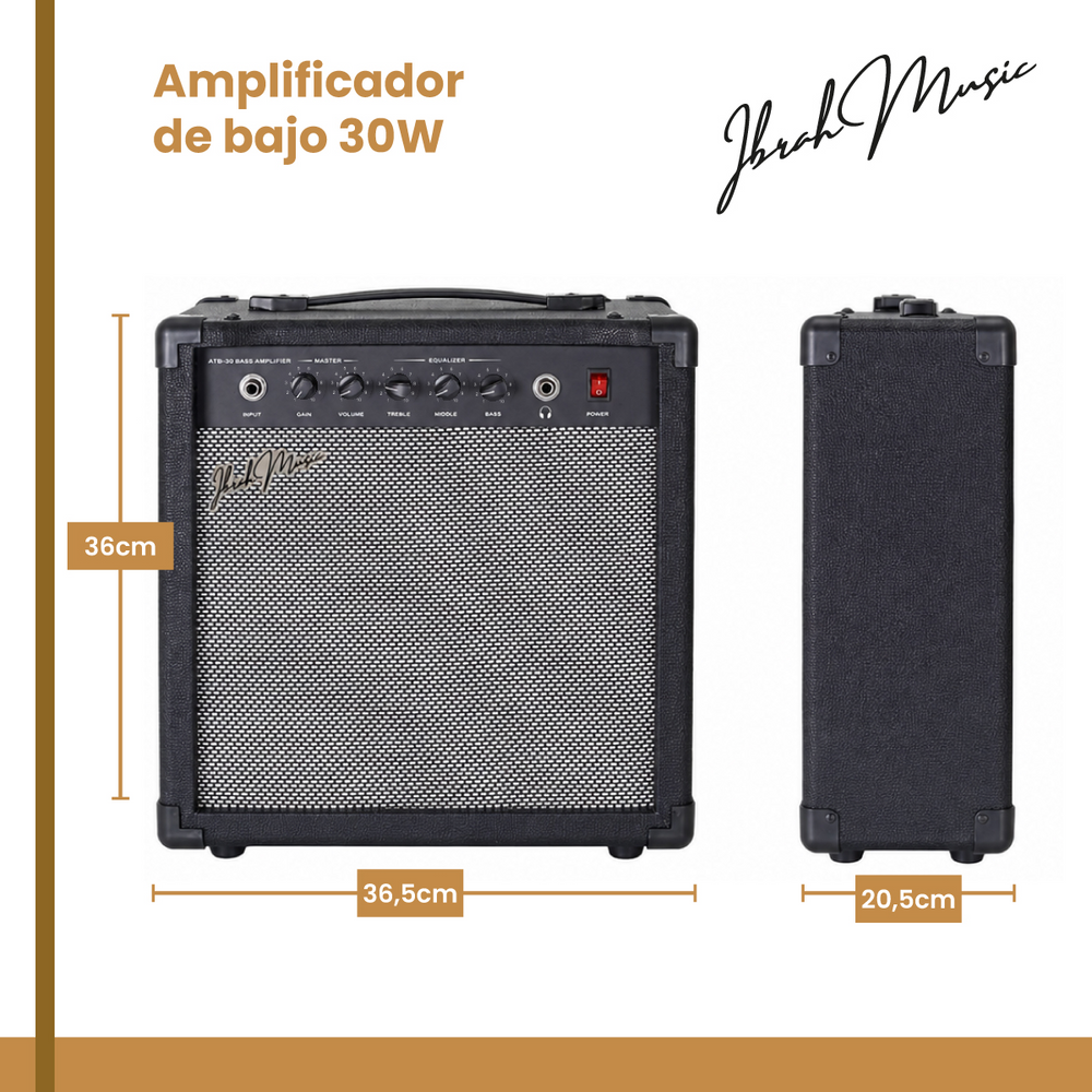 Amplificador de Bajo 30W Ibrah Music ATB-30 - lateral