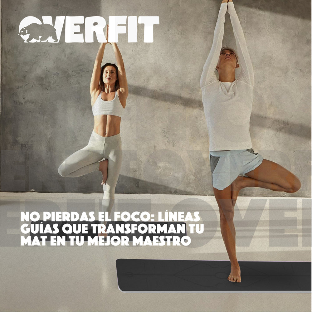 Mat Yoga TPE Overfit 183x61cm 8mm Bicolor Negro Lineas