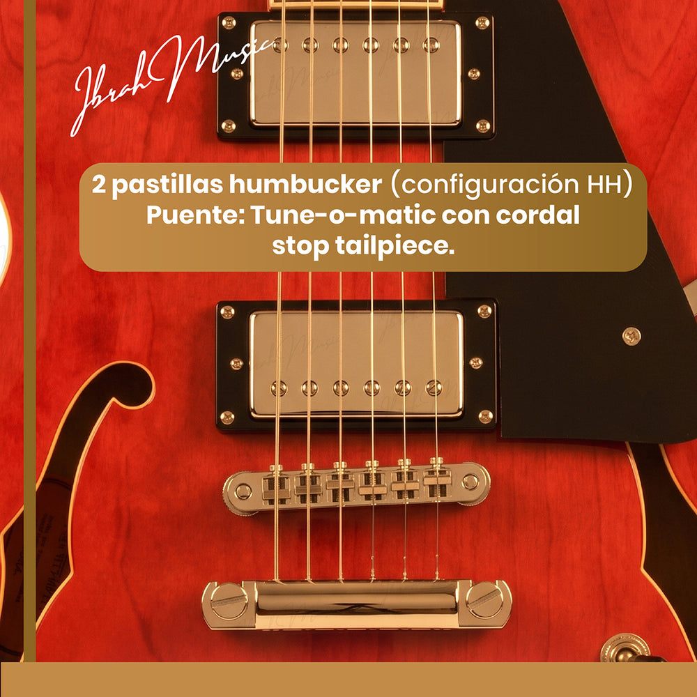 Guitarra Eléctrica Ibrah Semi-Hollow Roja - Vista 7