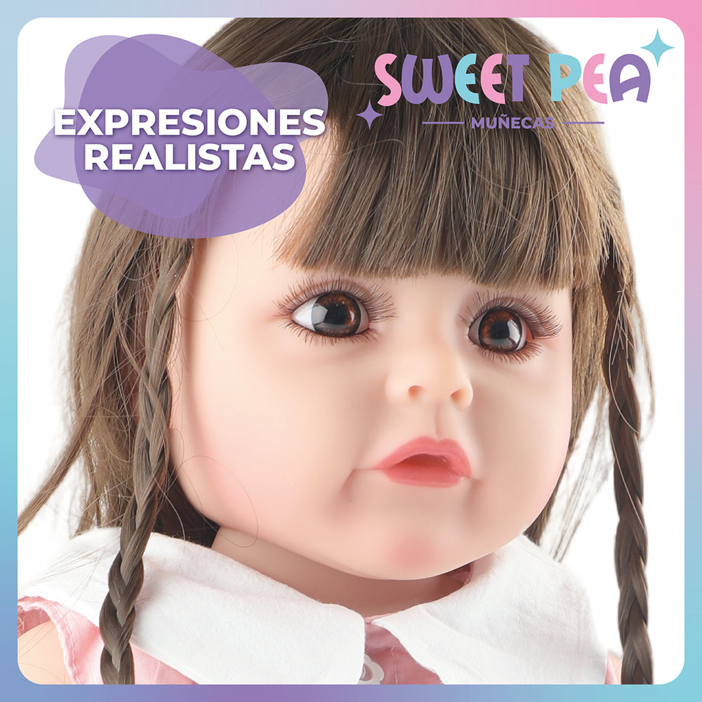Bebe Reborn Vestido Rosado Sweet Pea Realista Silicona 55 Cm