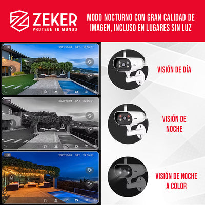 Kit Nvr Camaras Zeker Seguridad 1080p FHD + Disco Duro 500gb