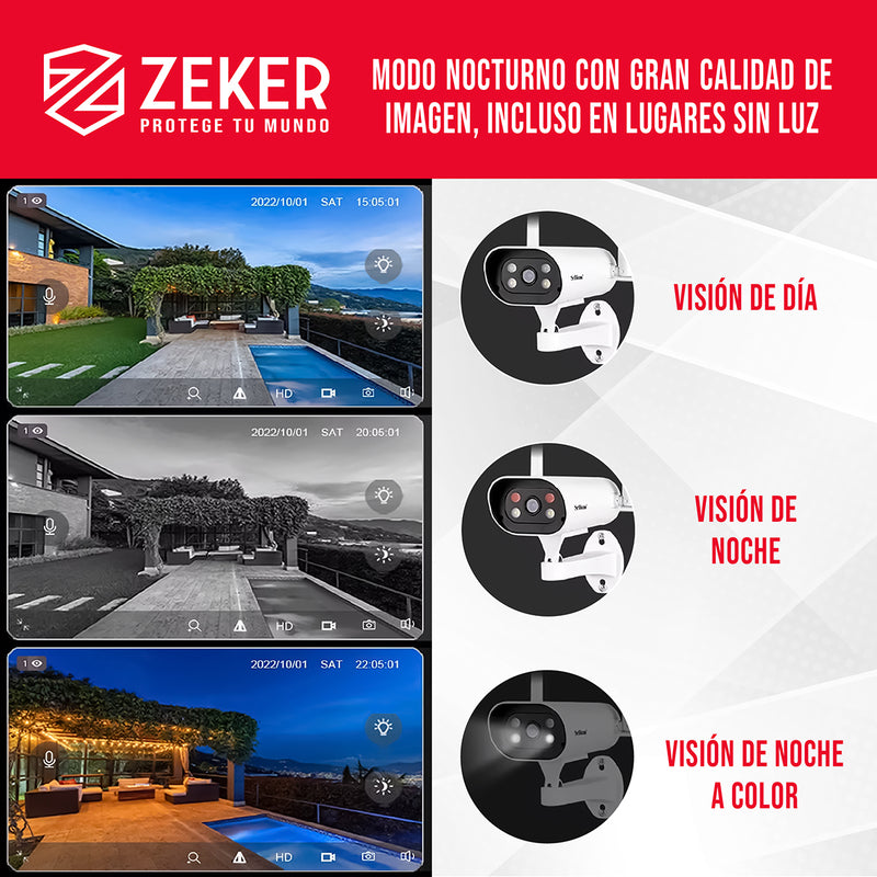 Kit Nvr Camaras Zeker Seguridad 1080p FHD + Disco Duro 500gb