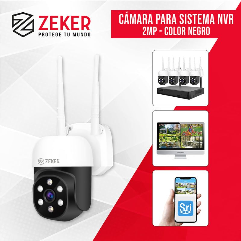 Camara De Seguridad 2mp Para Sistema Nvr Zeker Impermeable Ip66 Wifi Exterior Interior