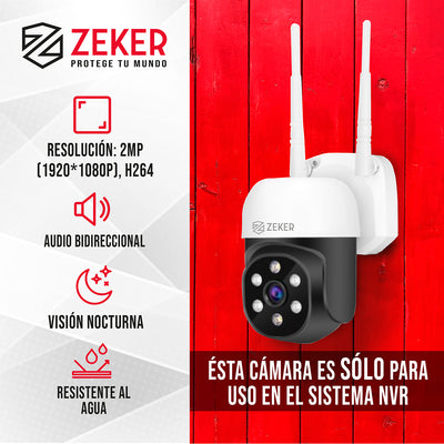 Camara De Seguridad 2mp Para Sistema Nvr Zeker Impermeable Ip66 Wifi Exterior Interior