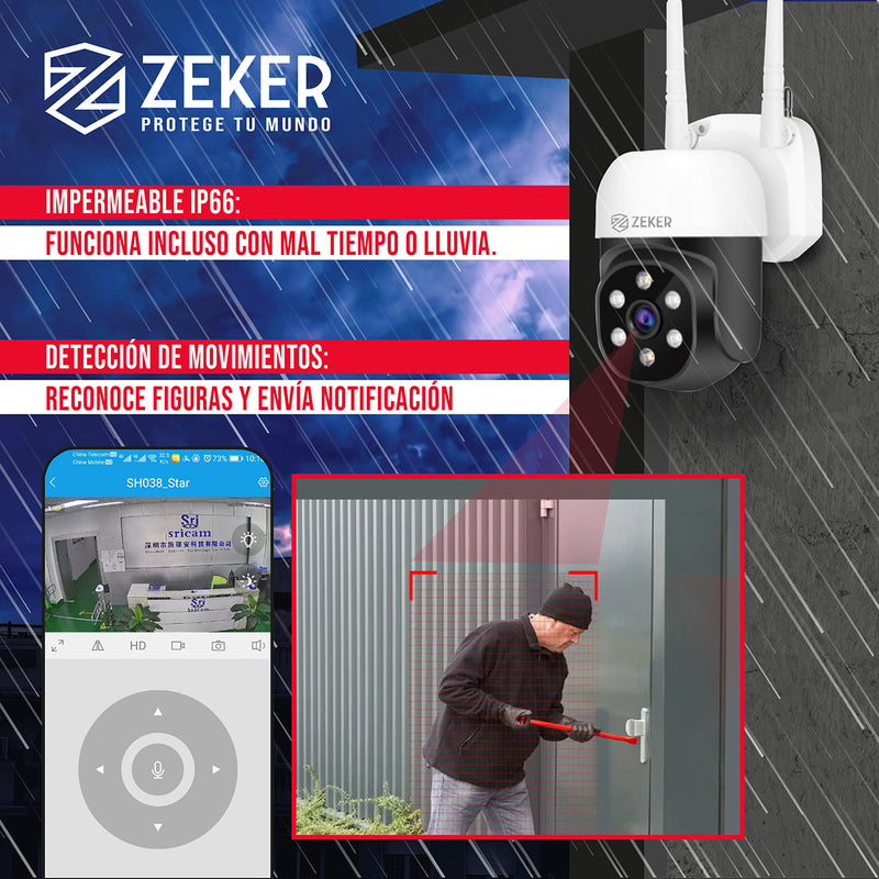 Camara De Seguridad 2mp Para Sistema Nvr Zeker Impermeable Ip66 Wifi Exterior Interior
