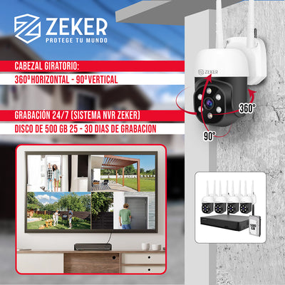 Camara De Seguridad 2mp Para Sistema Nvr Zeker Impermeable Ip66 Wifi Exterior Interior