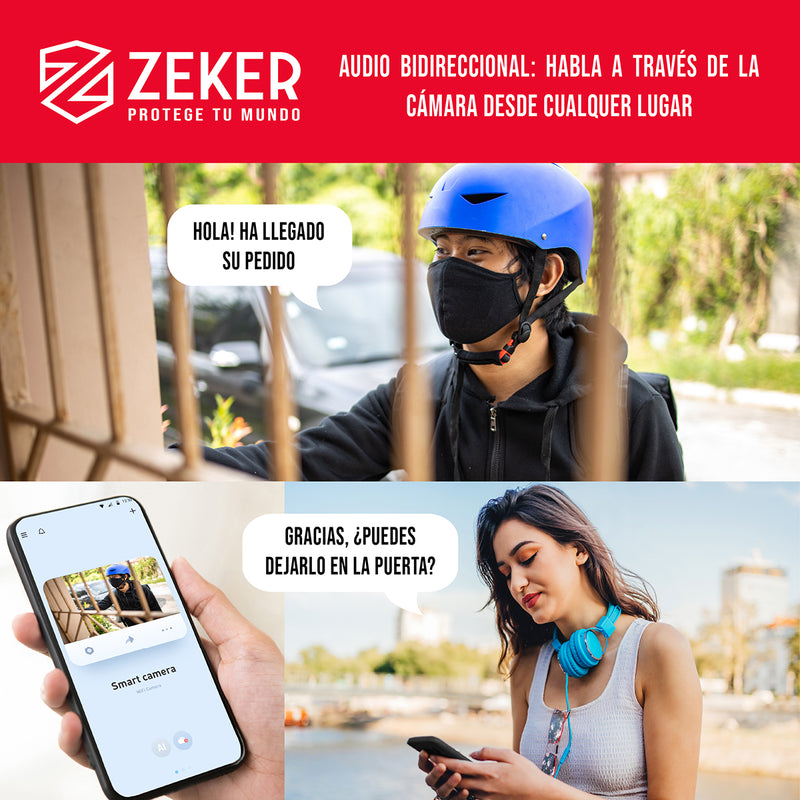 Camara De Seguridad 2mp Para Sistema Nvr Zeker Impermeable Ip66 Wifi Exterior Interior