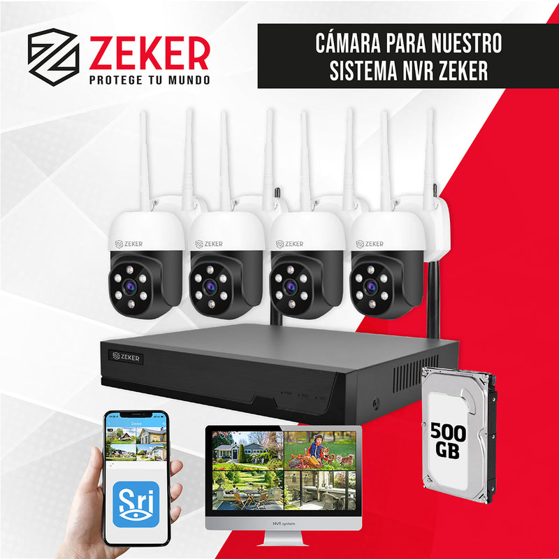 Camara De Seguridad 2mp Para Sistema Nvr Zeker Impermeable Ip66 Wifi Exterior Interior