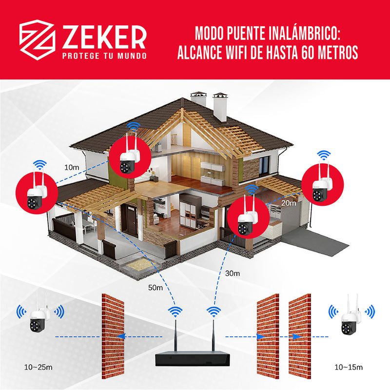 Camara De Seguridad 2mp Para Sistema Nvr Zeker Impermeable Ip66 Wifi Exterior Interior