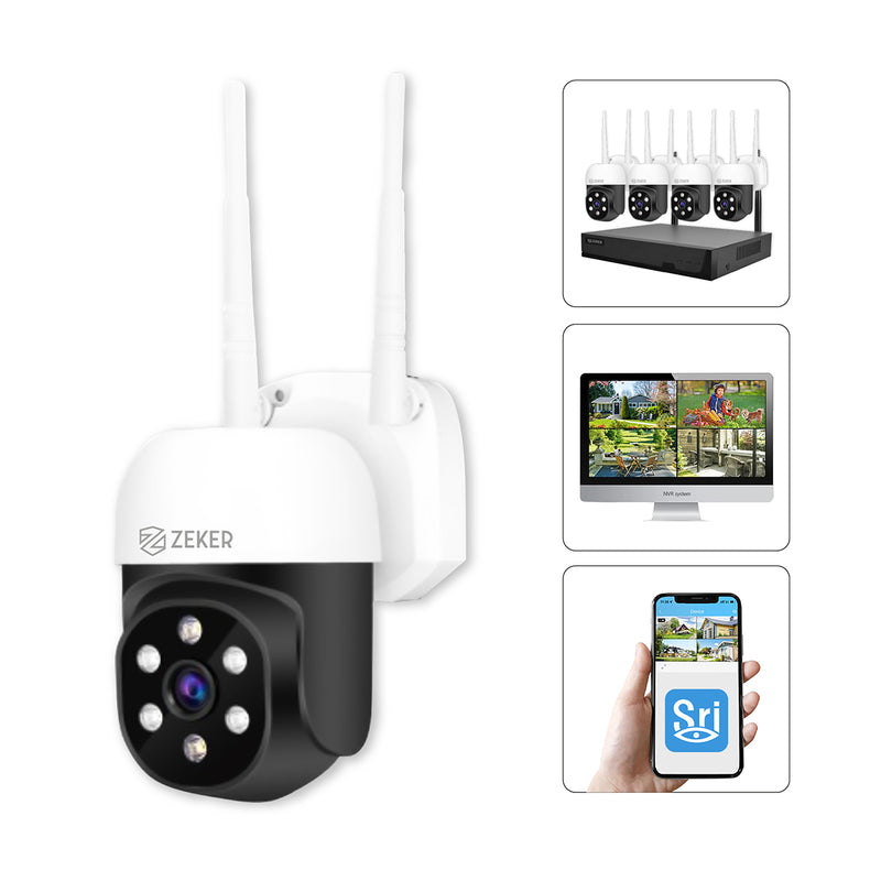 Camara De Seguridad 2mp Para Sistema Nvr Zeker Impermeable Ip66 Wifi Exterior Interior
