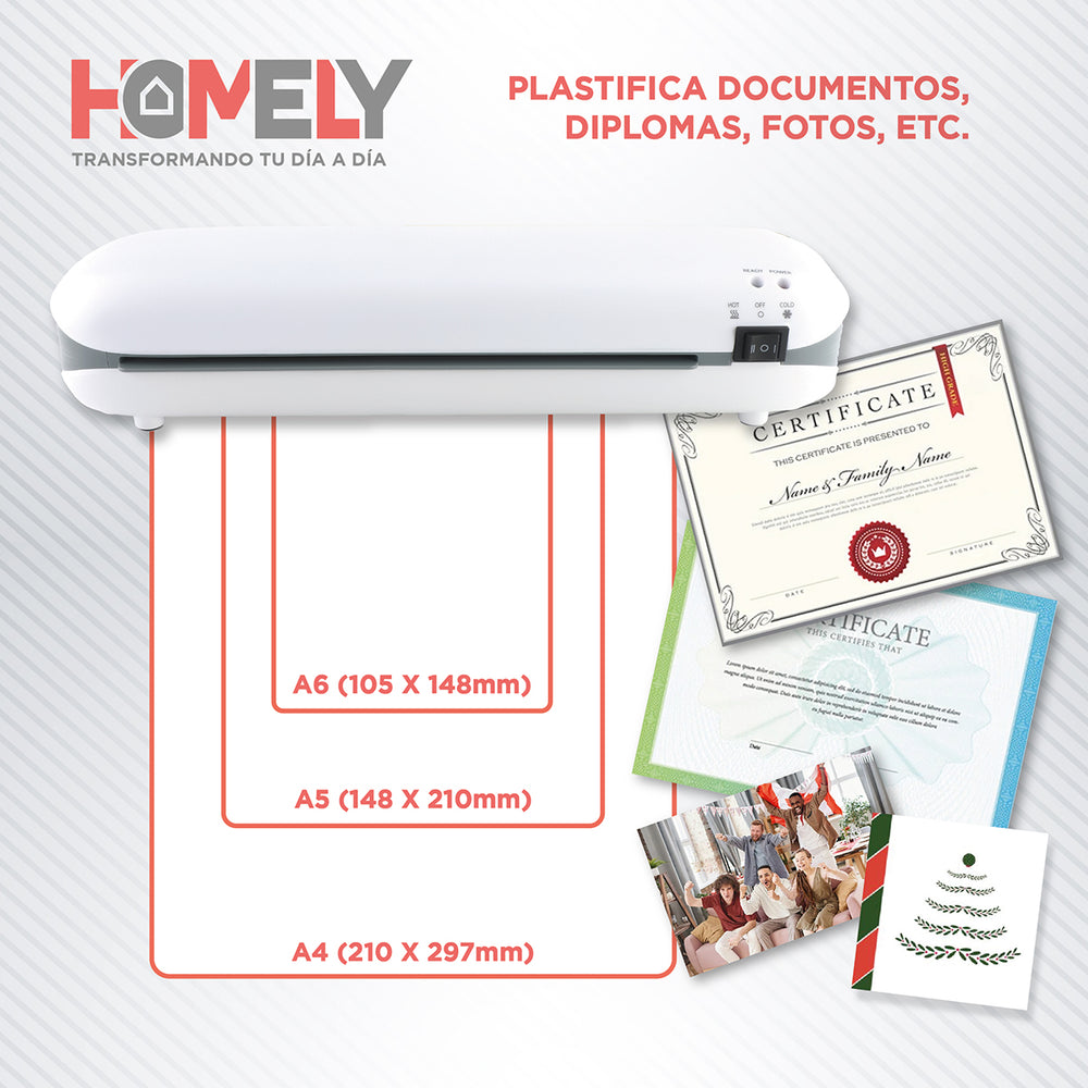 Termolaminadora Plastificadora Homely + Accesorios + Laminas