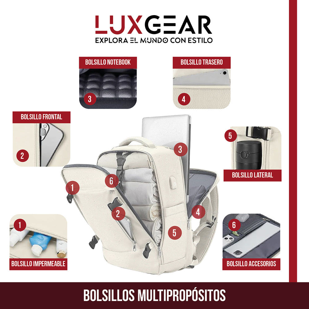 Mochila De Viaje Expansible Luxgear NomadLifeV2 Impermeable