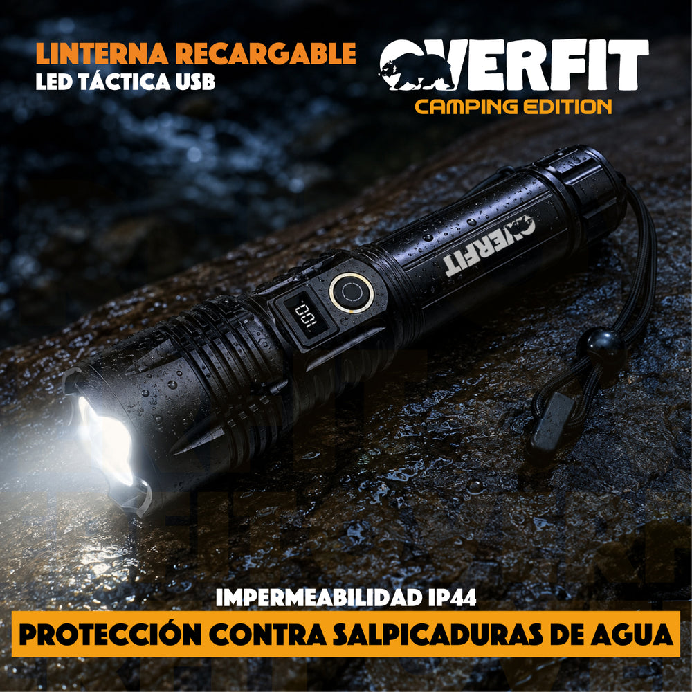 Linterna Led Overfit Largo Alcance Bolsillo Tactica Potente