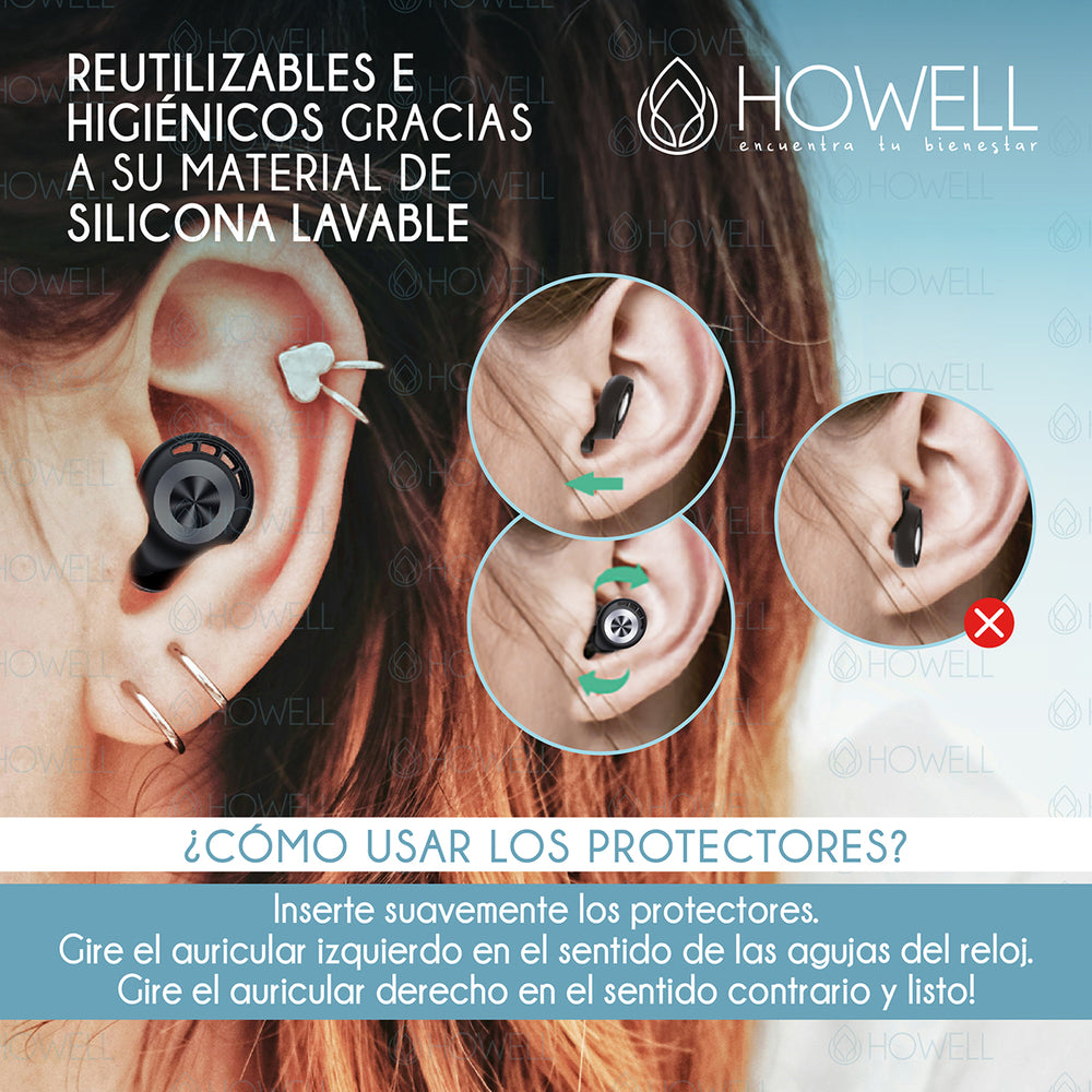 Protectores Auditivos Tapones Anti Ruido 45db Howell