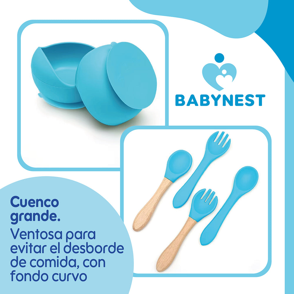 Set Alimentacion Silicona Bebe 10P Antideslizante BabyNest