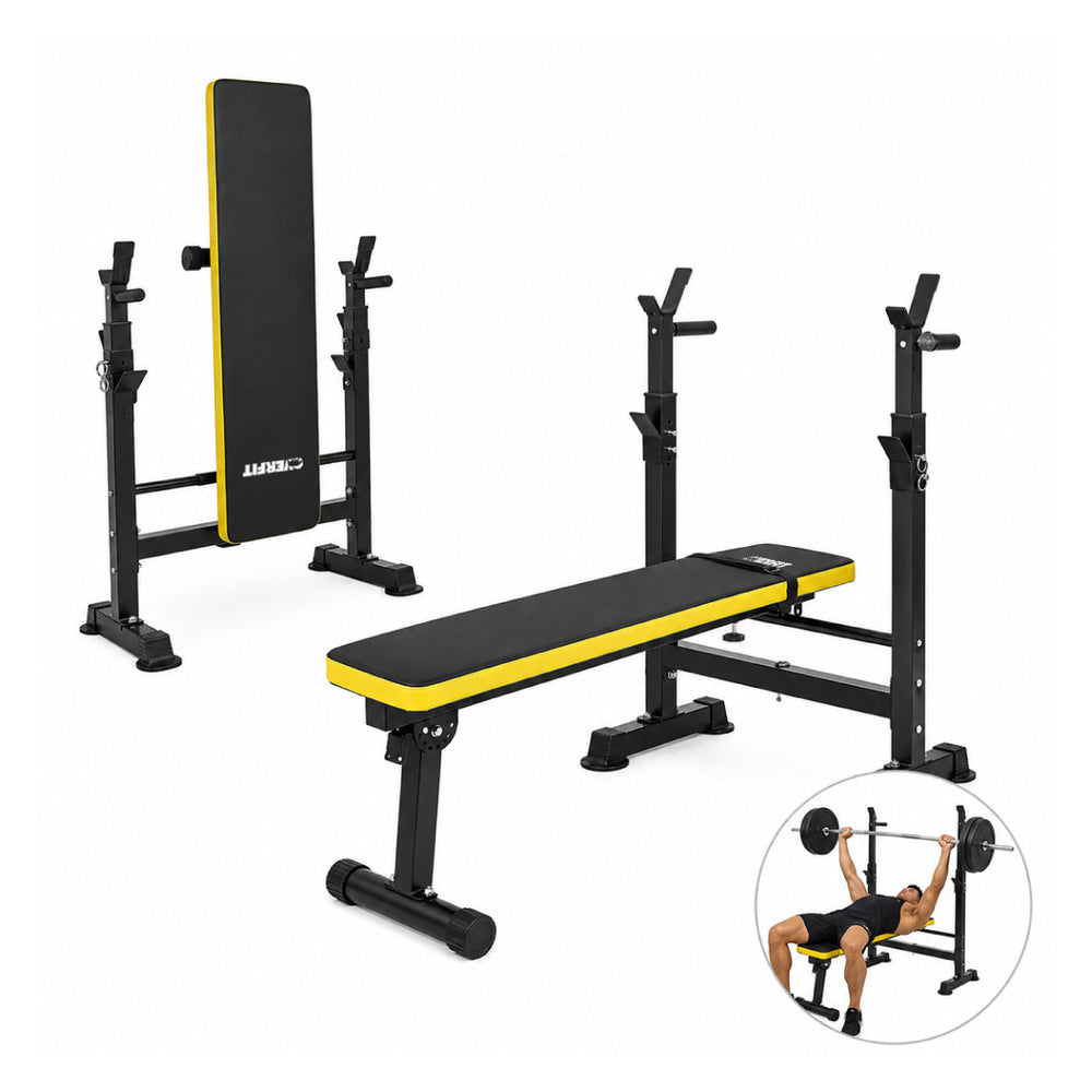 Banco Gym Con Rack Press Banca Pro Overfit Color Negro