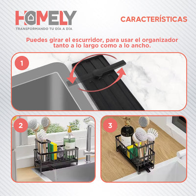Porta Esponja Escurridor Homely Organizador Lavaplatos Lavaloza Hierro