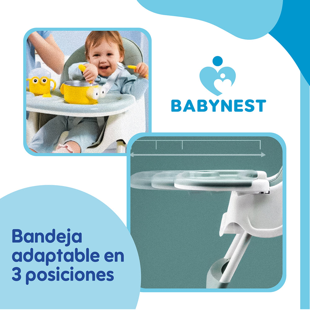 Silla Comer Bebe Portatil BabyNest Plegable Ruedas 2 en 1