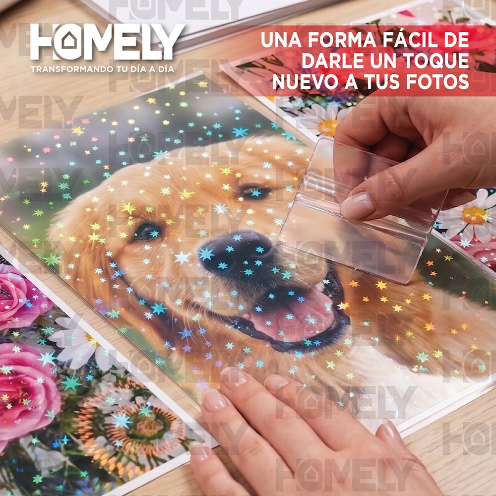 Papel laminado en frío holográfico diseño estrella A4 50 hojas