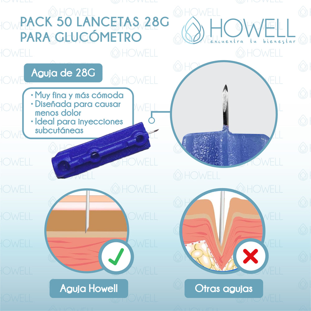 Pack 50 Lancetas para Glucómetro 28G