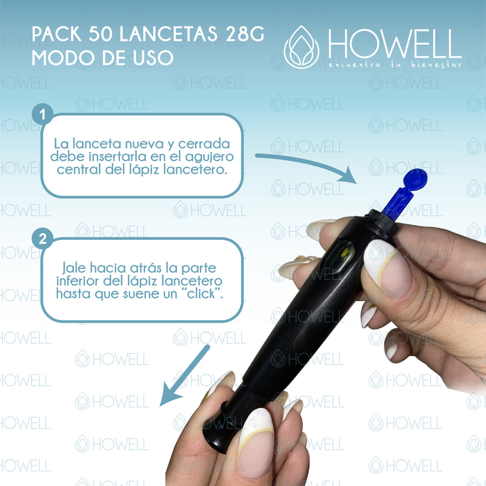 Pack 50 Lancetas para Glucómetro 28G