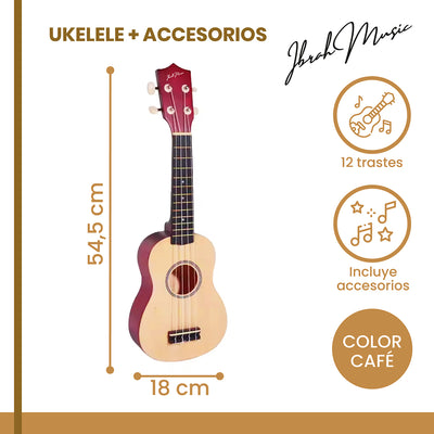 Ukelele Soprano Concierto Ibrah 21 Pulgadas + Accesorios