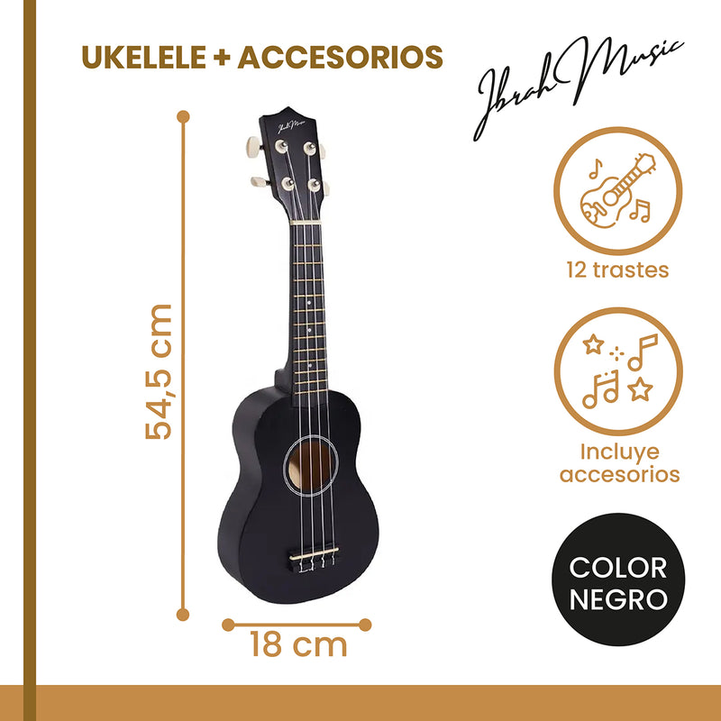 Ukelele Soprano Concierto 21 Pulgadas Ibrah + Accesorios