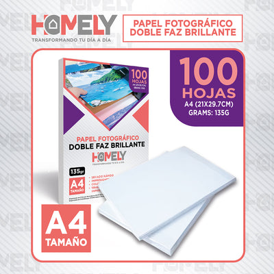 Papel Fotografico A4 Doble Faz Camara Foto Homely 100 Unidad