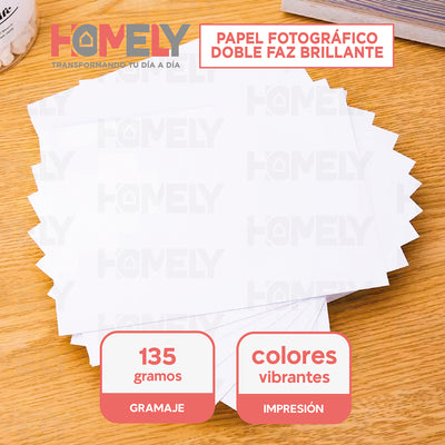 Papel Fotografico A4 Doble Faz Camara Foto Homely 100 Unidad