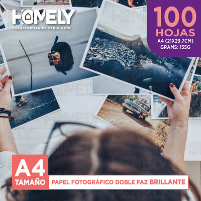 Papel Fotografico A4 Doble Faz Camara Foto Homely 100 Unidad