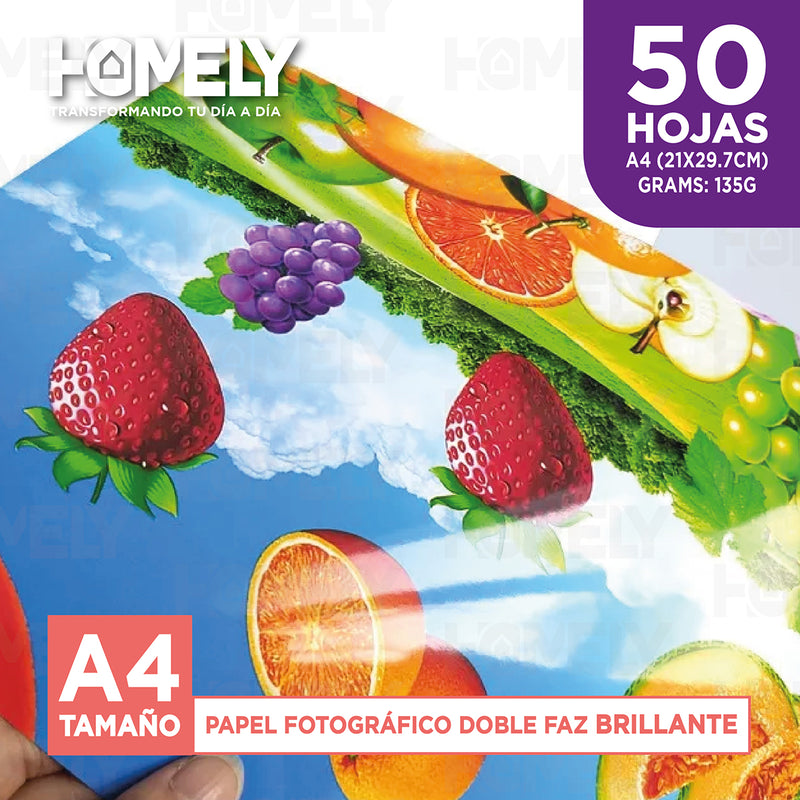 Papel Fotografico A4 Doble Faz Camara Foto Homely 50 Unidad