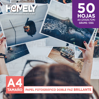 Papel Fotografico A4 Doble Faz Camara Foto Homely 50 Unidad