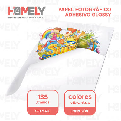 Papel Fotografico A4 Adhesivo Camara Foto Homely 50 Unidades