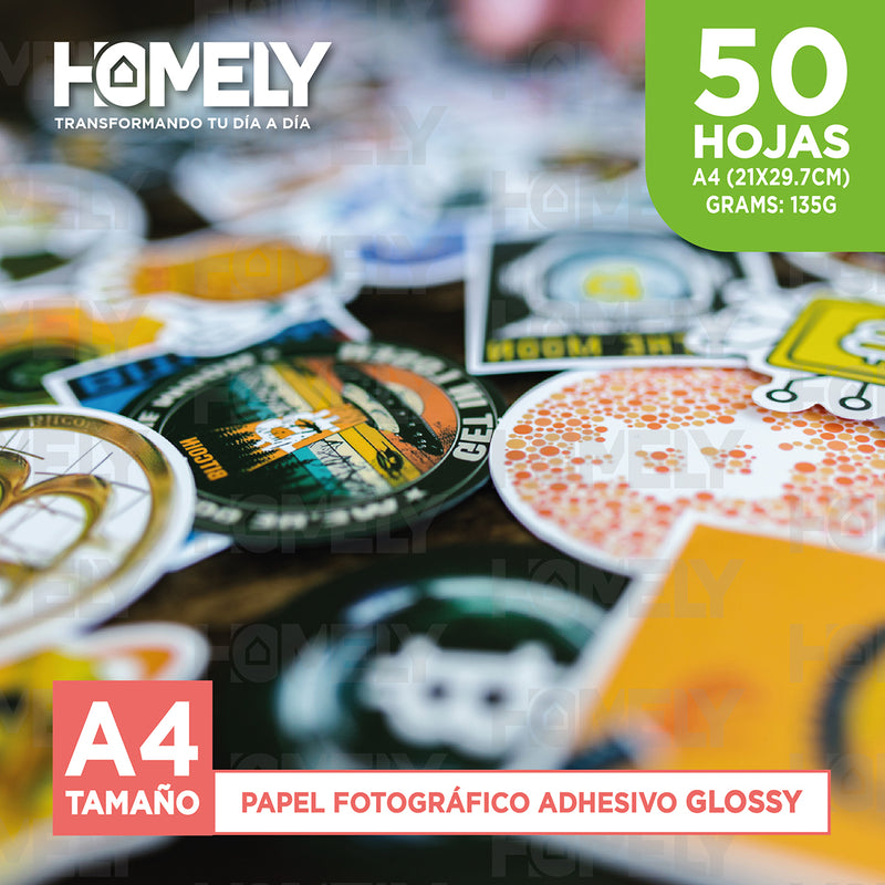 Papel Fotografico A4 Adhesivo Camara Foto Homely 50 Unidades