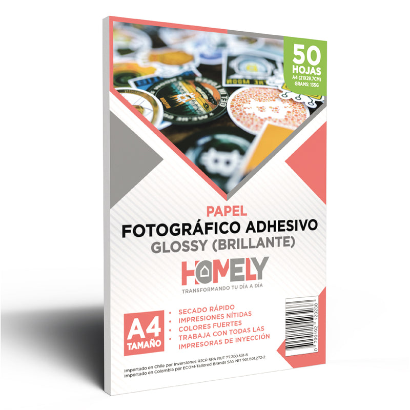 Papel Fotografico A4 Adhesivo Camara Foto Homely 50 Unidades