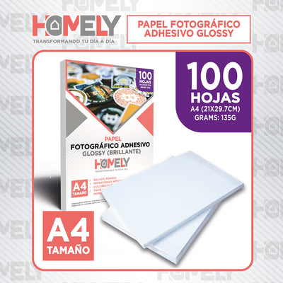 Papel Fotografico A4 Adhesivo Camara Foto Homely 100 Unidad