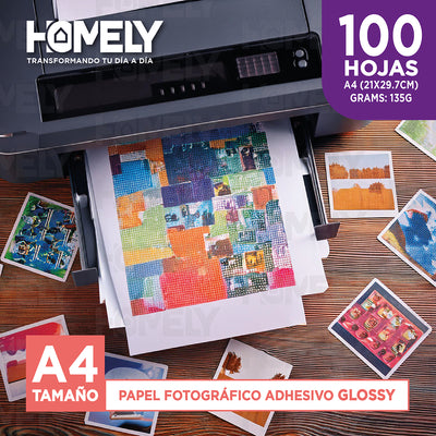 Papel Fotografico A4 Adhesivo Camara Foto Homely 100 Unidad