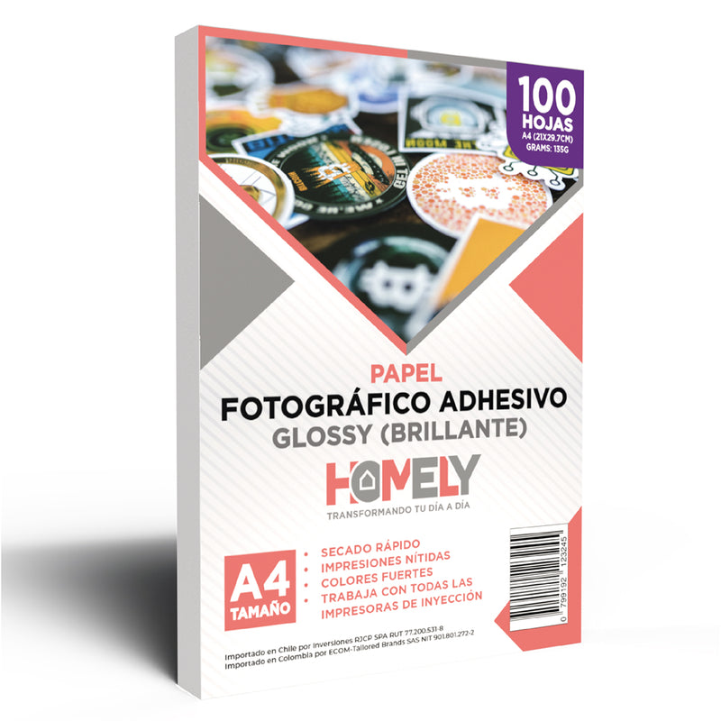 Papel Fotografico A4 Adhesivo Camara Foto Homely 100 Unidad