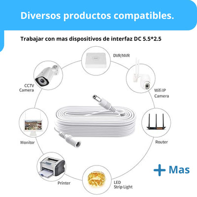 Cable Cámara Seguridad Extensor Universal 5 Metros 12V