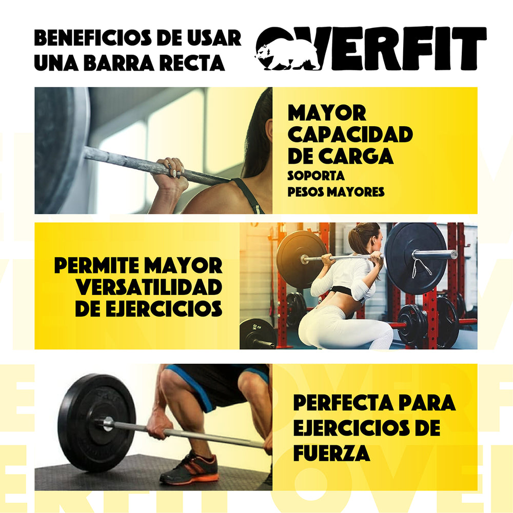 Barra Olimpica Recta Overfit 20kg 220Cm Cromada Fitness