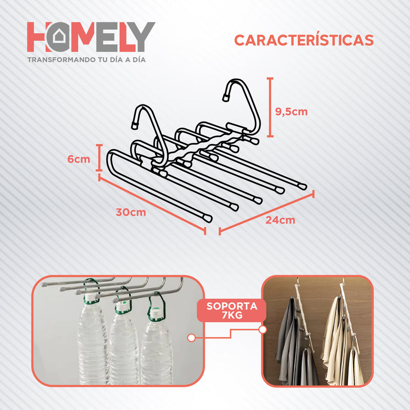 Colgador de Pantalon 5 en 1 Homely Antideslizante Resistente