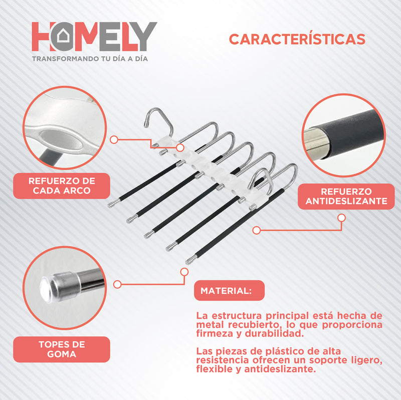 Colgador de Pantalon 5 en 1 Homely Antideslizante Resistente