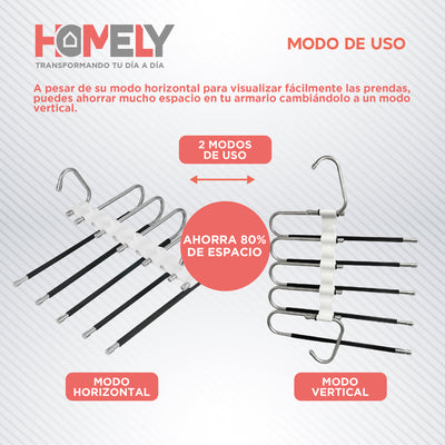 Colgador de Pantalon 5 en 1 Homely Antideslizante Resistente