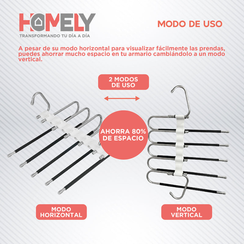 Colgador de Pantalon 5 en 1 Homely Antideslizante Resistente