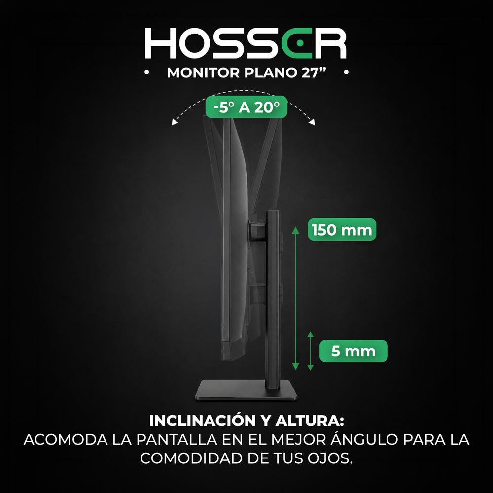 Monitor Gamer Plano 27 Pulgadas QHD Pantalla Rotable
