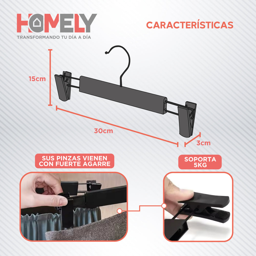 Colgadores De Pinza Para Pantalon Homely Ganchos Ropa 30 U