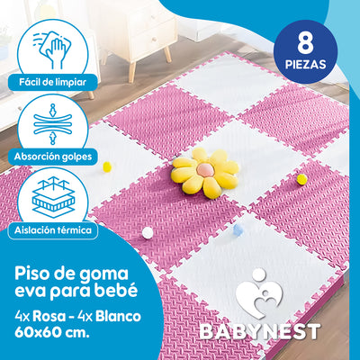 Piso De Goma Eva Bebé Alfombra Babynest 10mm 60x60cm Set x8 - RyB